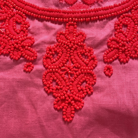 NWT Lilly Pulitzer Elyn Beaded 3/4 Sleeve Linen Top Women's 00 - Picture 6 of 10